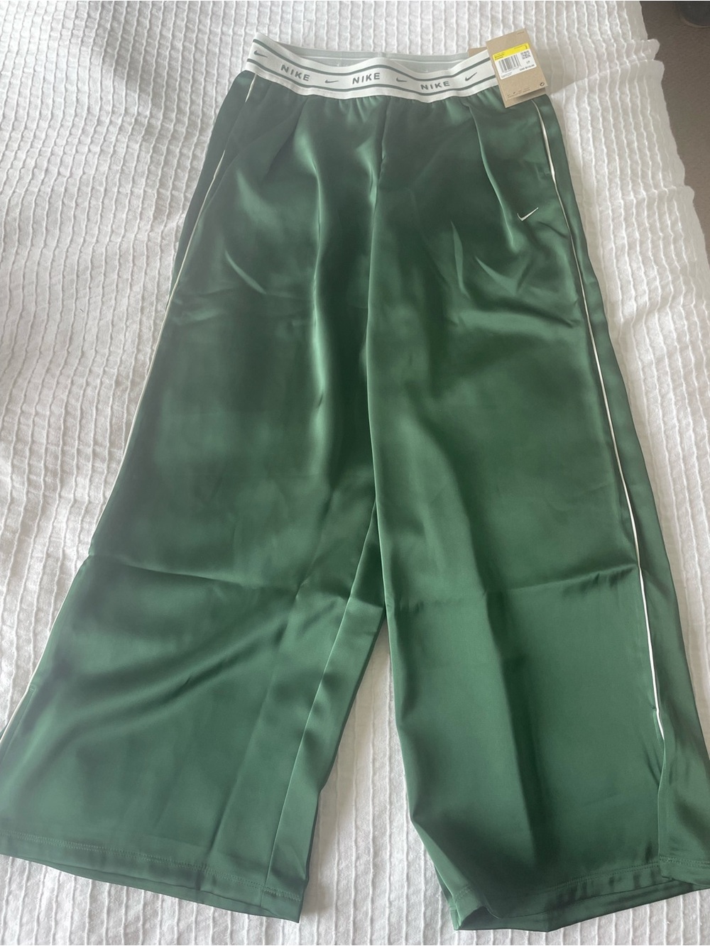 Nike green satin flare pants